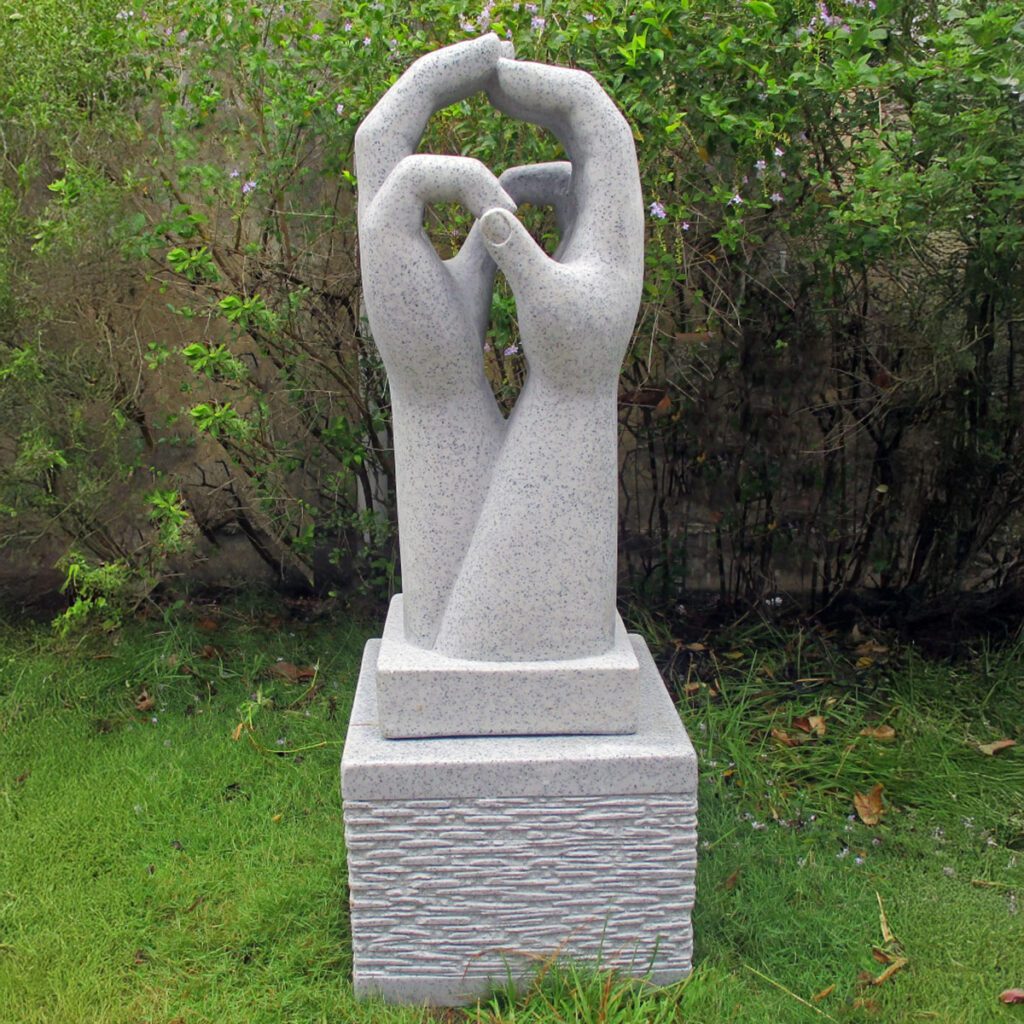 Enigma Granite Effect Two Hands On Plinth Garden Statue 5060235339110 2